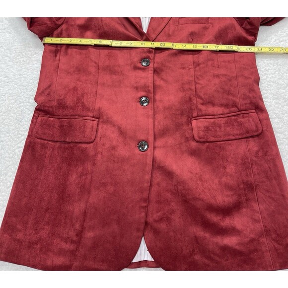 Anthropologie Dolan Boyfriend Blazer Red Left Coast Faux Suede Preppy Medium NWT - Picture 5 of 9